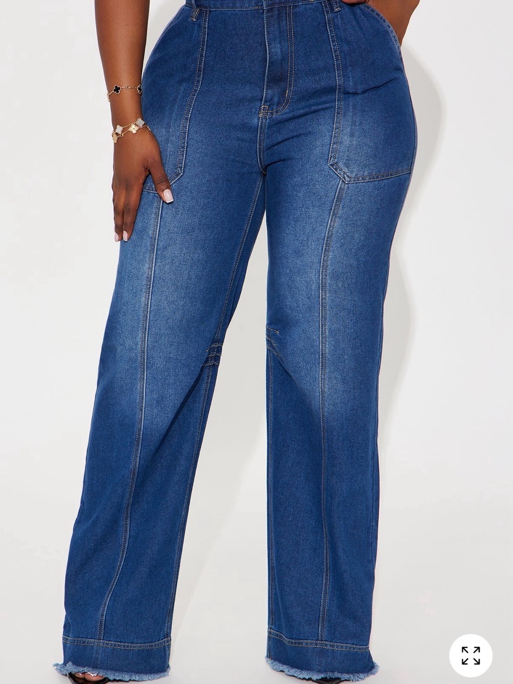 Fashion Nova Wide Leg High-Rise Blue Jeans - Picture 2 of 2